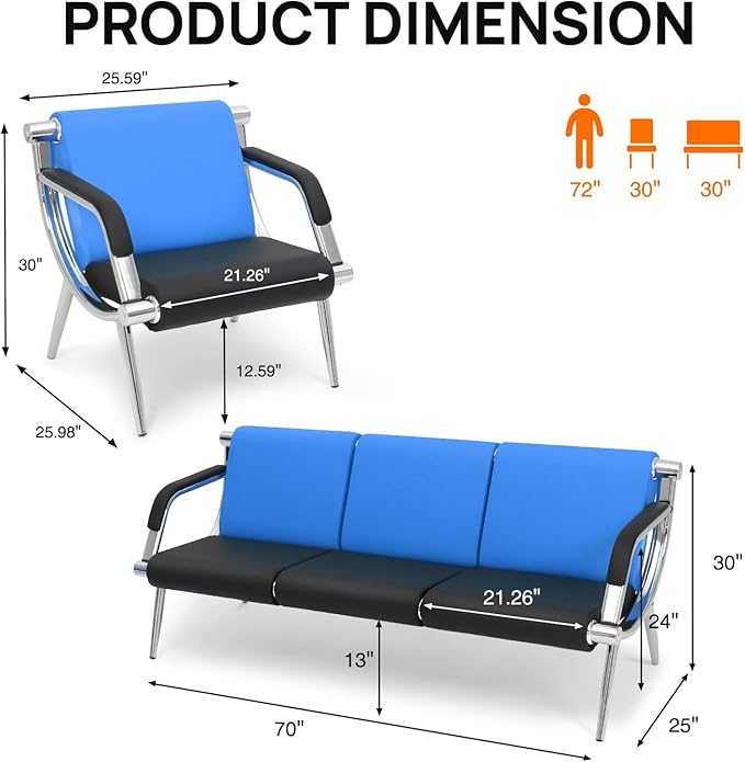 wonline 5 Seat Waiting Room Chair - Image 2