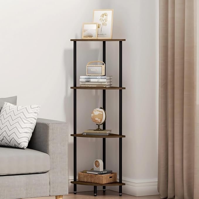 4 Tier Corner Shelf, Bookcase for Small Spaces, Corner Display Shelf, Plant by QLSPTFTS