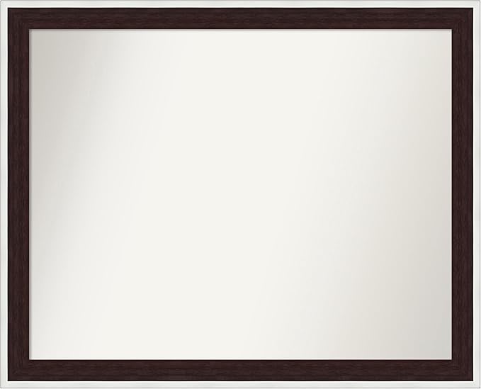Amanti Art Bathroom Mirror for Over Sink, 25x31 Maya Espresso Silver Rectangle by AmantiArt