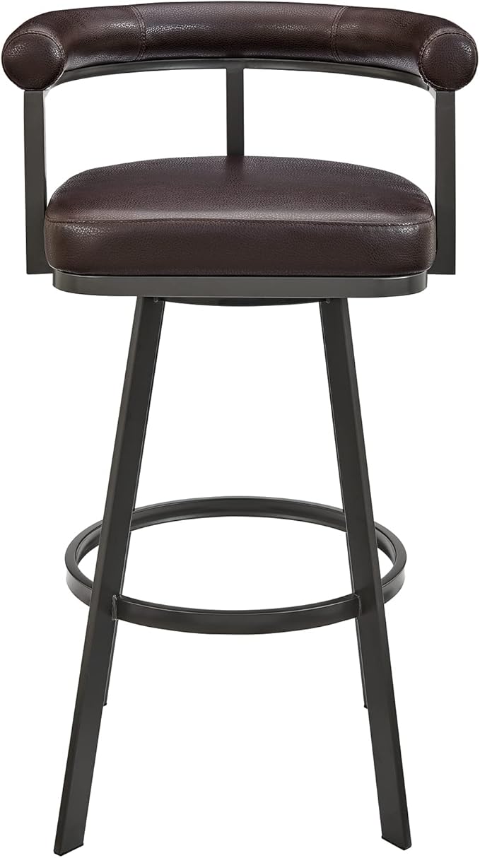 Armen Living Magnolia Swivel Bar Stool in Brown Metal - Image 4