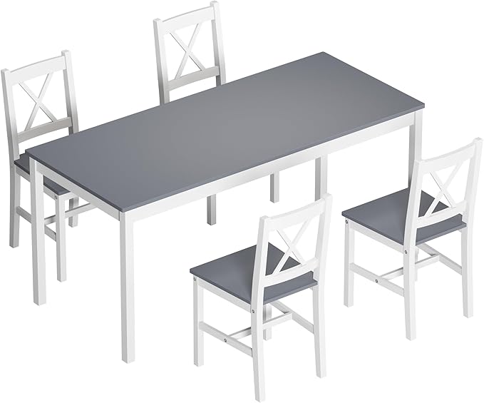 soges 5 Pieces Dining Table Set, Pine Wood Kitchen Table - Image 6