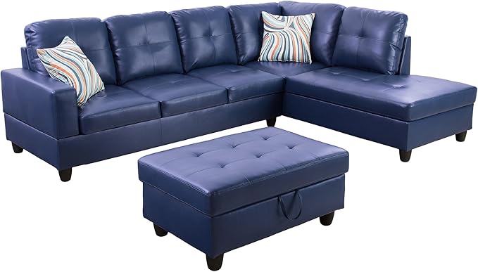 Couches for Living Room PU Leather L Shaped Couch Comfy 3 Pieces Sectional Sofa - Image 3