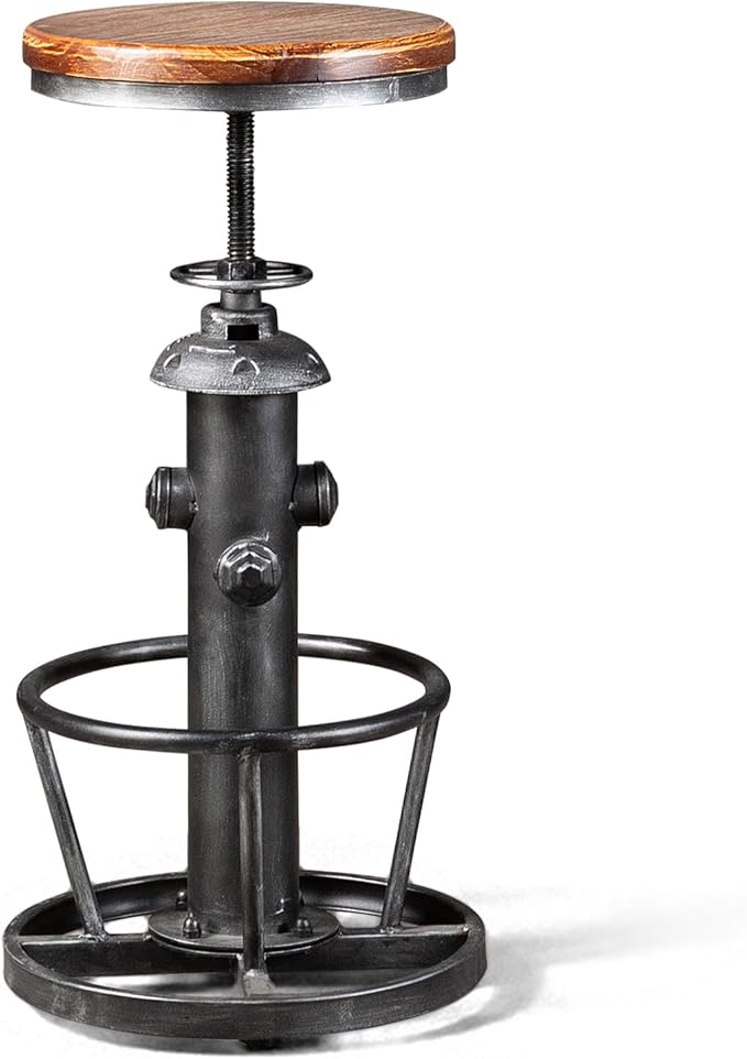 Swivel Bar Stool Industrial Coffee Kitchen Dining Chair Fire Hydrant Design by BOKKOLIK