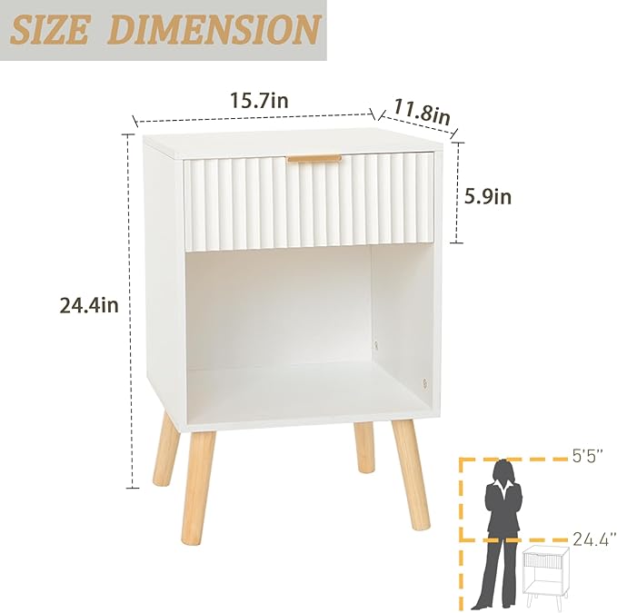 White Nightstand, Modern Bedside Table - Image 3