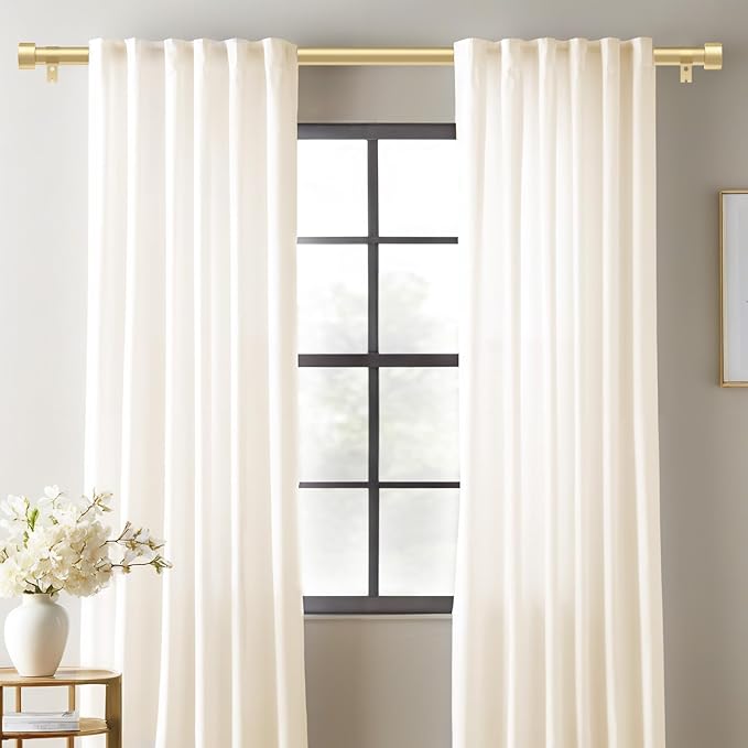 2 Pack Curtain Rods for Windows 72 to 144 Inch, 1 Inch Gold Curtain Rods Set - Image 2