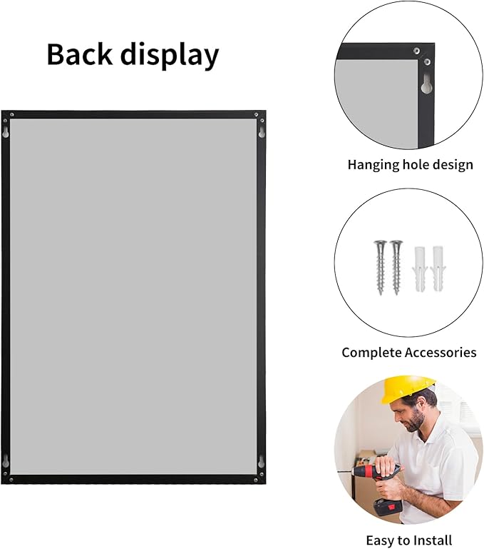 Black Bathroom Mirror for Wall, Rectangle Mirrors - Image 4