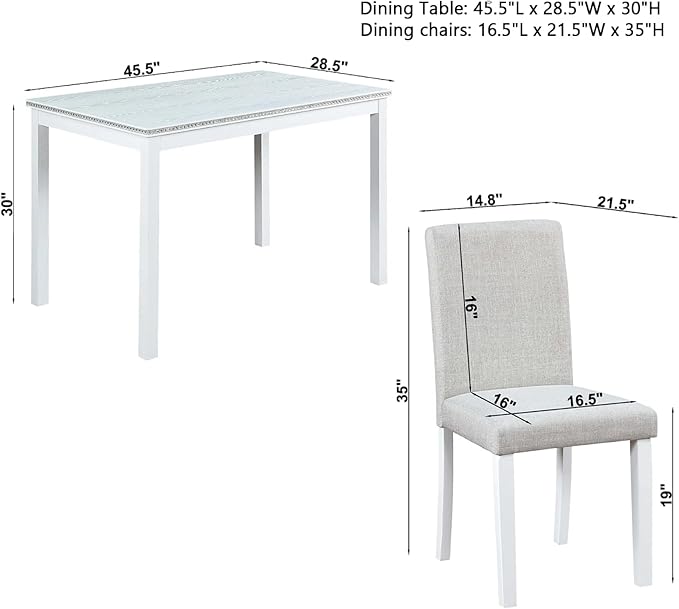 Dining Table Set for 4, 5-Piece Dining Room Table Set - Image 2