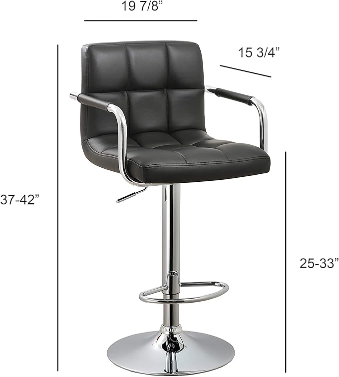 AC Pacific Contemporary Hydraulic Adjustable Swivel Kitchen Bar Stool Chair - Image 3