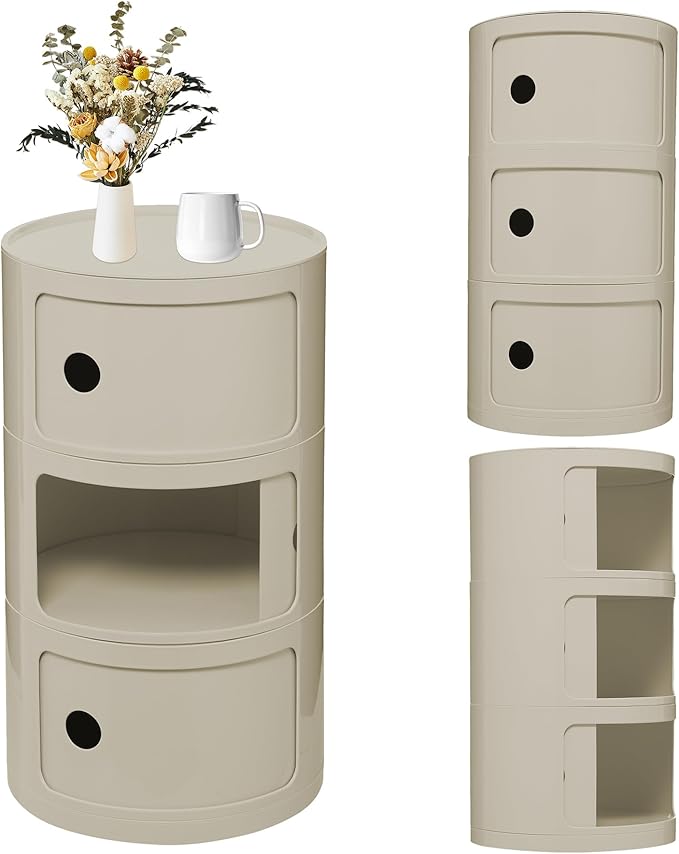 3 Tier Round with Storage, Modern Style Side Table by Unknown