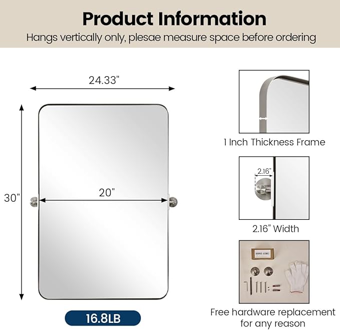 MOON MIRROR Brushed Nickel Pivot Mirror - Image 3
