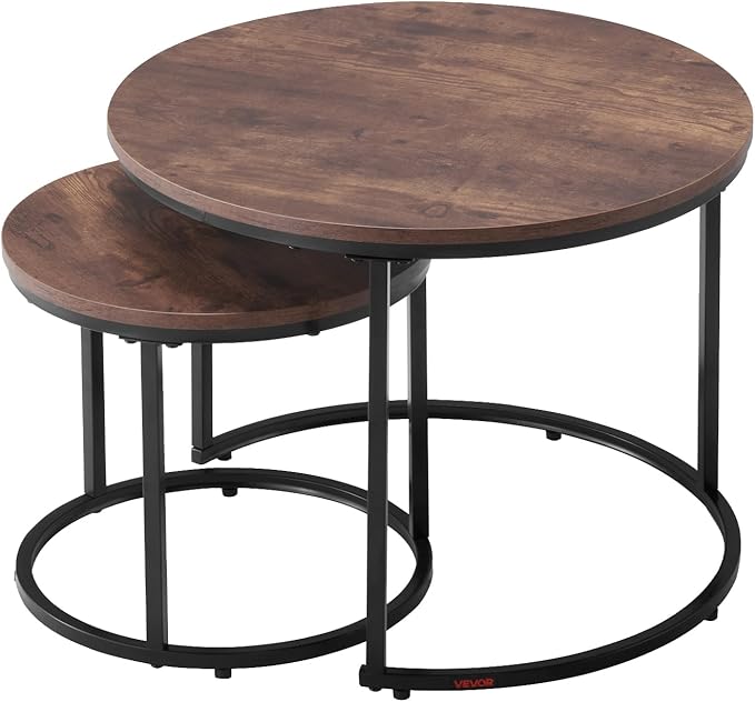 VEVOR Nesting Tables, Coffee Table Set of 2, 23.6 inch Round Coffee Table - Image 12