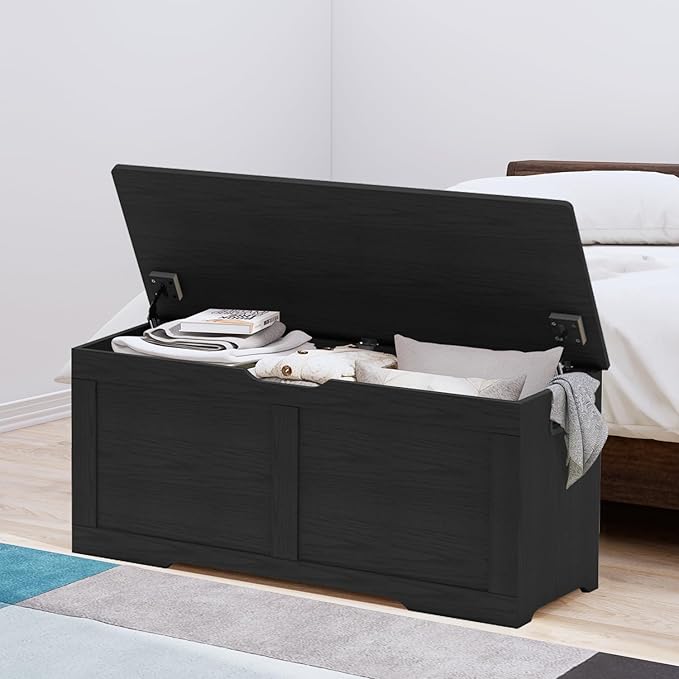 39.4" Storage Chest, Wooden Storage Bench, Lift Top Toy Chest - Image 8