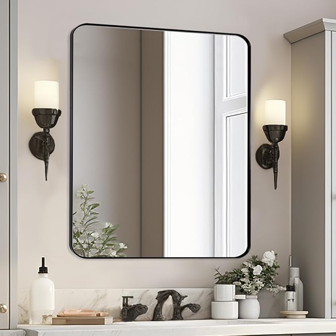 Black Mirrors for Bathroom, Modern Metal Frame Bathroom Vanity Mirror for Home - Image 2