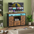7 Drawer Dresser TV Stand with Power Outlets and LED Lights, Entertainment by J-yaamiZz