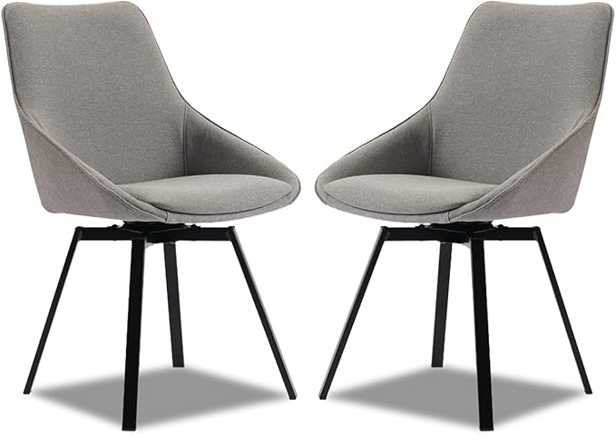 Dining Chairs Set of 2 Light Grey Living Room Chairs Fabric Upholstered Kitchen by DYCHILHOME