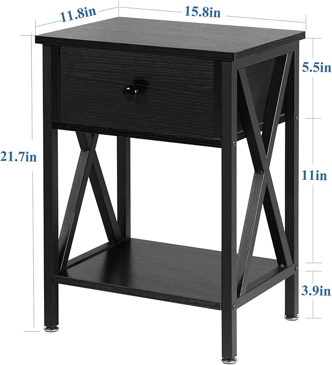 VECELO Nightstands Set of 2, Modern Bedside End Tables, Night Stands - Image 3