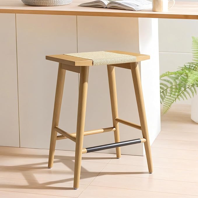 Thor Wicker Counter Height Wooden Counter Stool by AllForWood