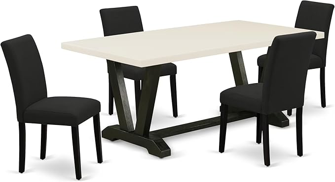 East West Furniture V627AB624-5 5 Piece Dining Set Includes a Rectangle Dining by EastWestFurniture