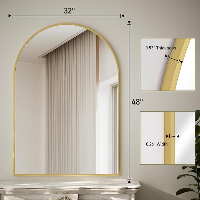 HARRITPURE 32"x48" Arched Bathroom Mirror - Image 5