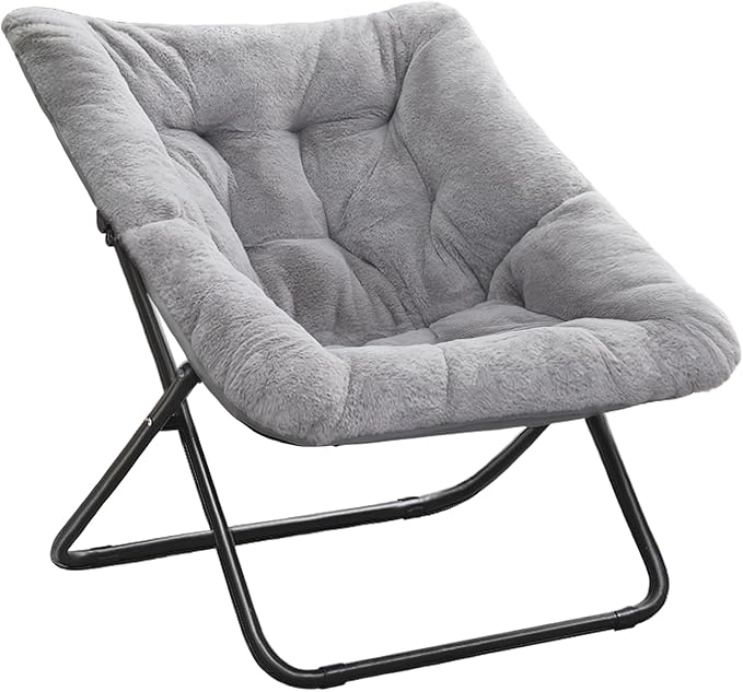 Tiita Comfy Saucer Chair, Soft Faux Fur Oversized Folding Accent Chair by TiitaHome