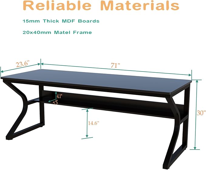 Extra Long Desk with Bookshelf - Image 2