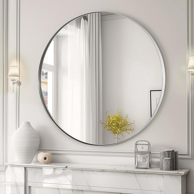 ANDY STAR Round Chrome Mirror, 30 inch Round Chrome Mirror, Circle Bathroom - Image 9