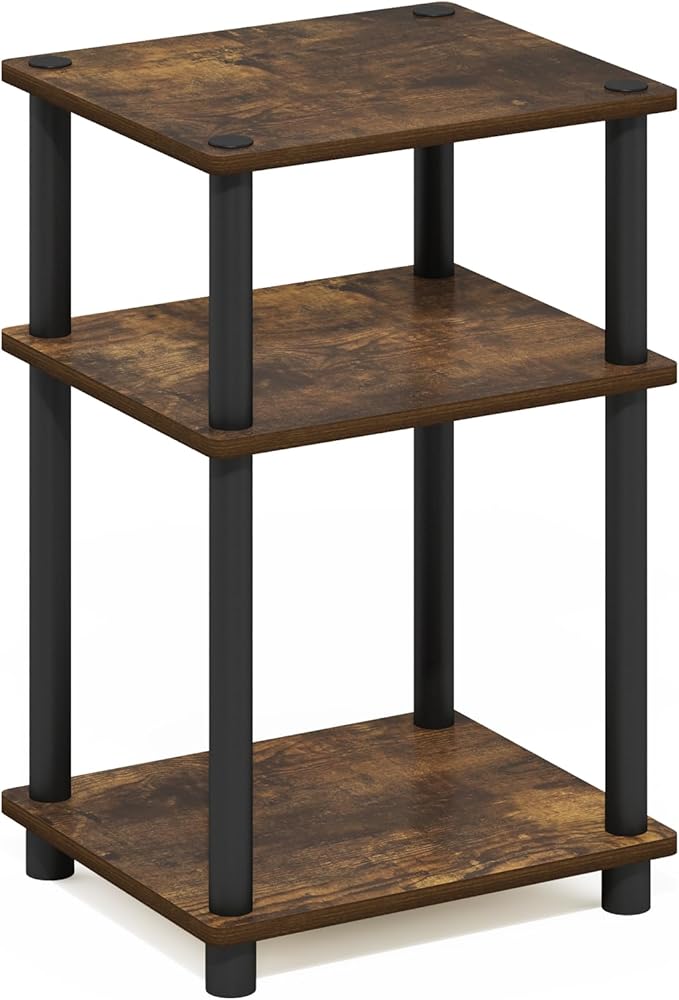 Furinno Just 3-Tier Turn-N-Tube End Table, Amber Pine/Black - Image 6