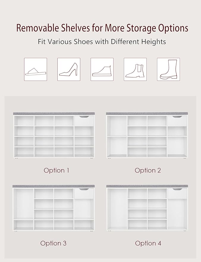 DINZI LVJ Shoe Bench, Entryway Storage Bench - Image 5