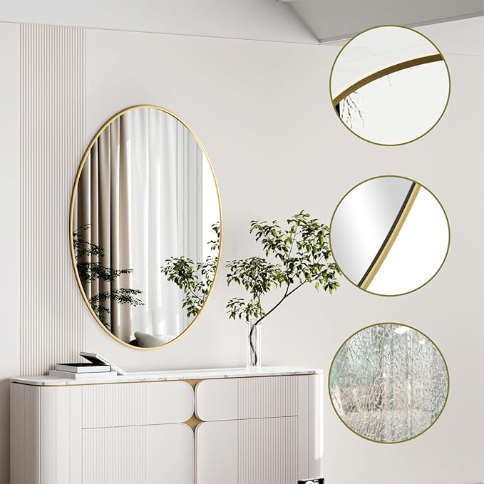 Koonmi Gold Oval Bathroom Mirror, Oval Mirror - Image 4
