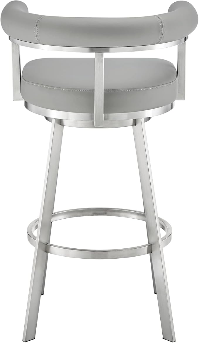 Armen Living Magnolia Swivel Counter Stool in Brushed Stainless Steel - Image 7