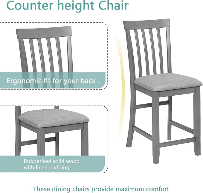 KEIKI 5-Piece Counter Height Dining Table Set - Image 6