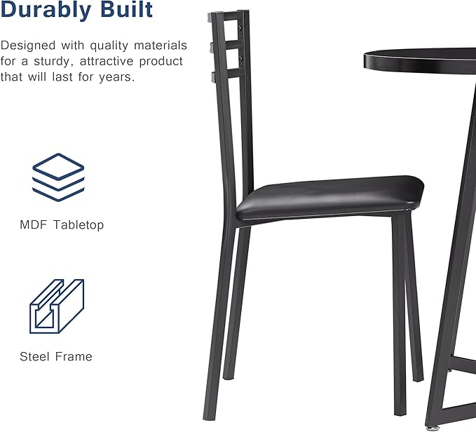 VECELO Small Round Dining Table Set - Image 6