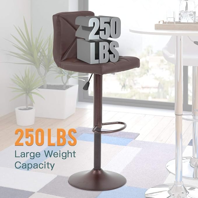 BestOffice Bar Stools Set of 2, PU Leather Swivel Bar Stools Kitchen Counter - Image 7