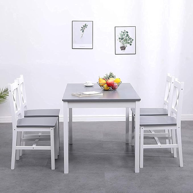 soges Dining Table Set for 4, 42.5 inch Pine Wood Dining Room Table - Image 4