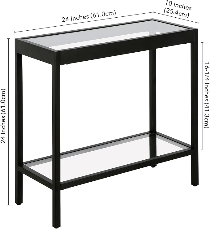 Henn&Hart 24" Wide Rectangular Rectangular Side Table in Blackened Bronze - Image 9