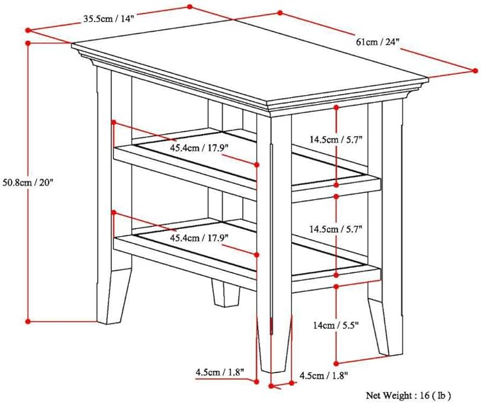 SIMPLIHOME Acadian 14-inch Wide Solid Wood Narrow End Table in Distressed Grey - Image 3
