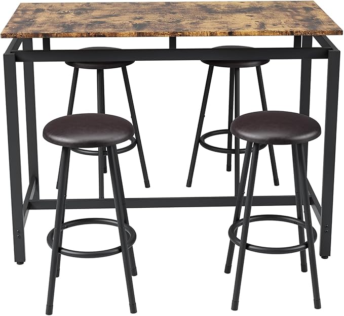 5-Piece Bar Table and Chairs Set, 47.2'' Pub Table Set - Image 10