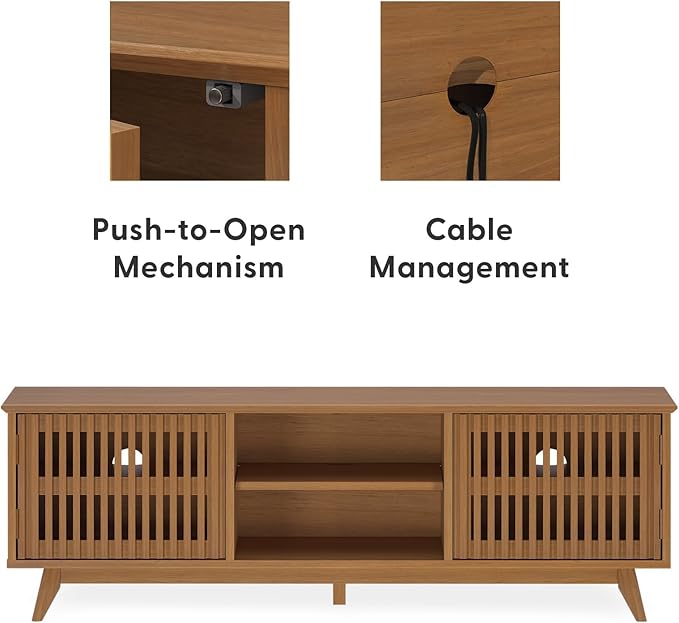 Plank+Beam Mid-Century Modern Wood TV Stand, Solid Wood Entertainment Console - Image 4