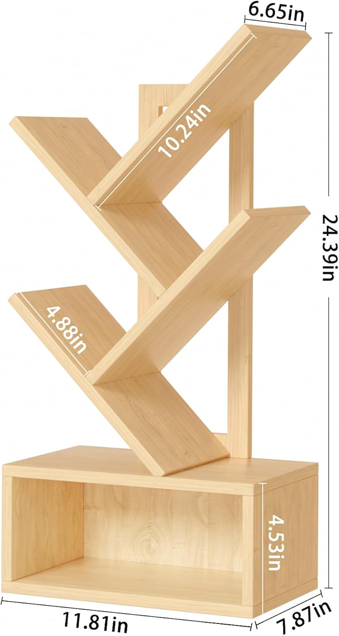 Small Tree Book Shelf, 5 Tier Black Tree Bookshelf, Wood Desktop Bookcase - Image 3