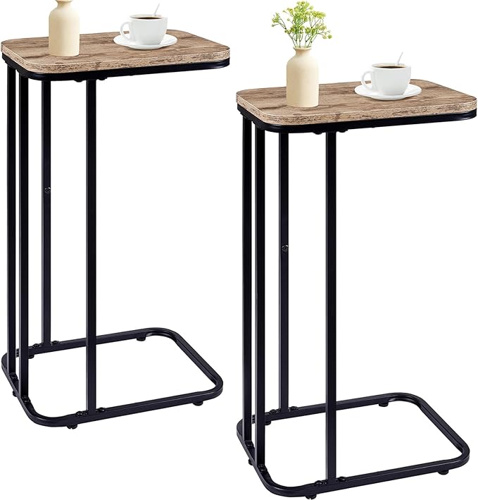 C Shaped End Table Set of 2, Small Side Table by KJGKKHOME
