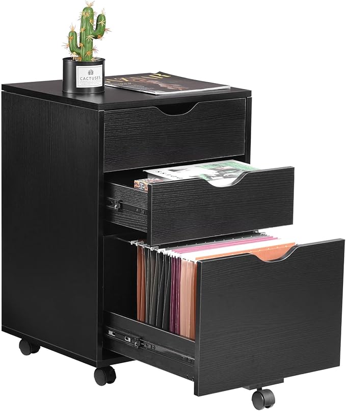 HollyHOME 3-Drawer Wood File Cabinet, Under Desk Cabinet by HollyHOME