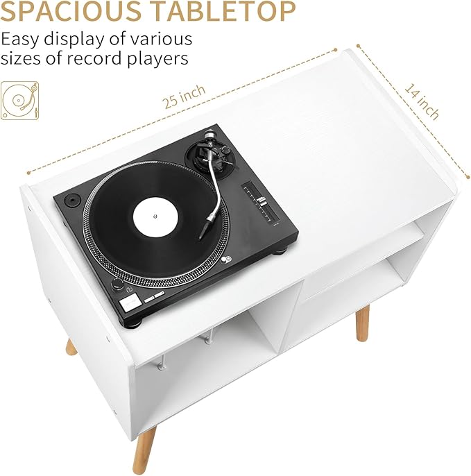 Mid-Century Record Player Stand, Vinyl Record Cabinet Holder - Image 3