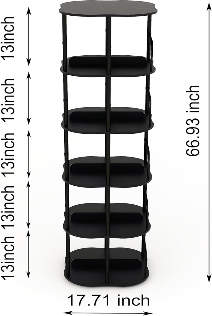 5-Tier Rotating Bookshelf, 360 ° Display Stackable Spinning Bookshelf Tower - Image 2