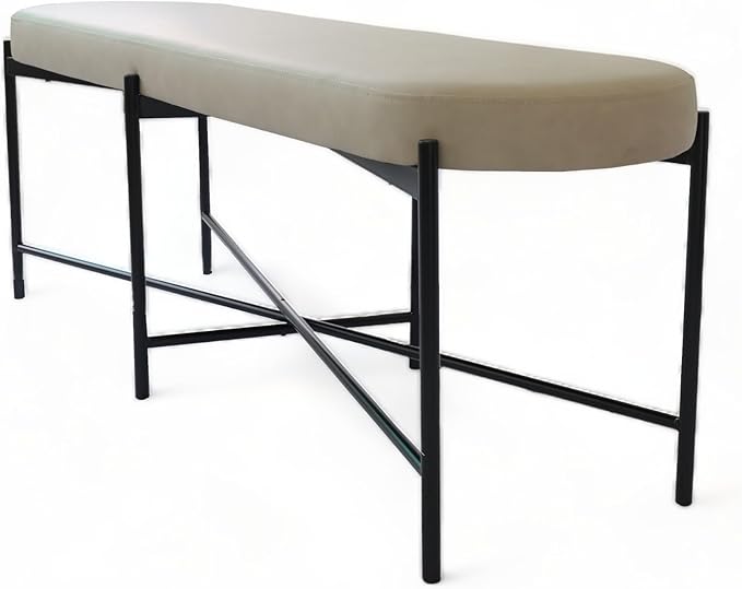 54” upholstered Vegan Leather Accent Ottoman Bench - Image 3