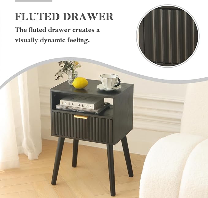 Black Nightstand, Modern Bedside Table - Image 7