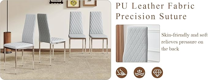 JT Modern Minimalist Dining Chair Fireproof Leather Sprayed Metal Pipe Diamond - Image 7