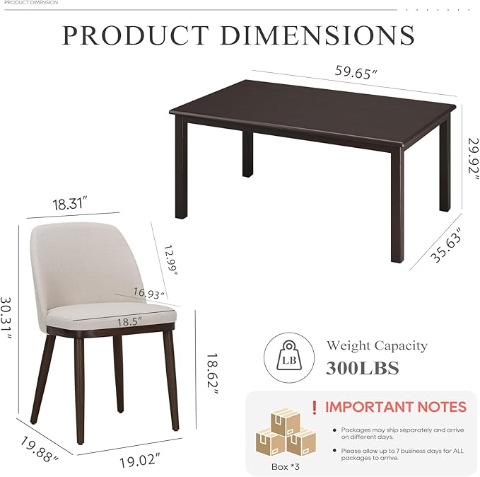 COLAMY 60 Inch Rectangular Kitchen Dining Table - Image 6