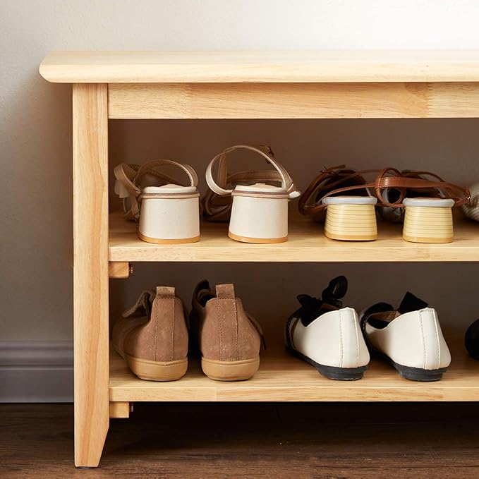 XKZG Storage Bench Wooden Shoe Rack Bench Simple Style Wood Entryway Bench - Image 7