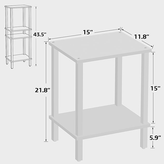 TUTOTAK End Table, Side Table, Nightstand, 2-Tier Storage Shelf, Sofa Table - Image 3