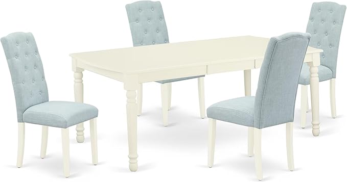 East West Furniture DOCE5-LWH-15 5 Piece Dining Set Includes a Rectangle Dining by EastWestFurniture